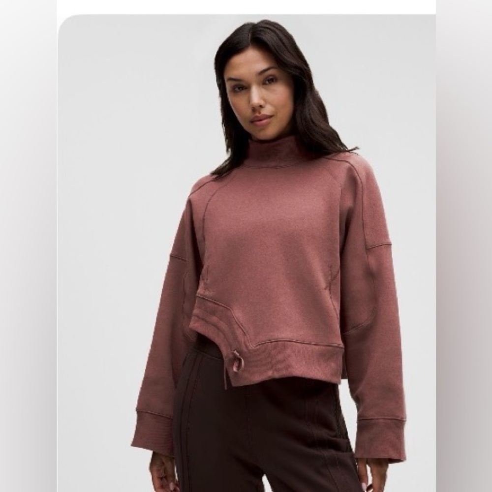 Lululemon Plush Fleece Curved Hem Pullover Sz. 2 RARE Asia Edition HTF Smoke Red